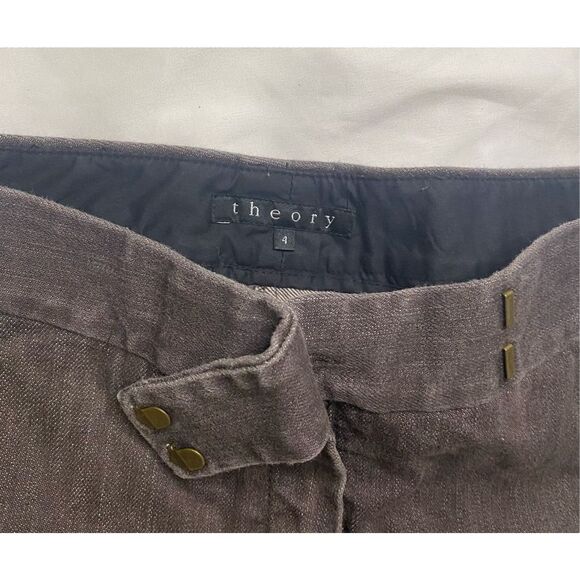 Theory Women's 4 Flare Hook and Eye closure Brown Denim - Picture 3 of 4